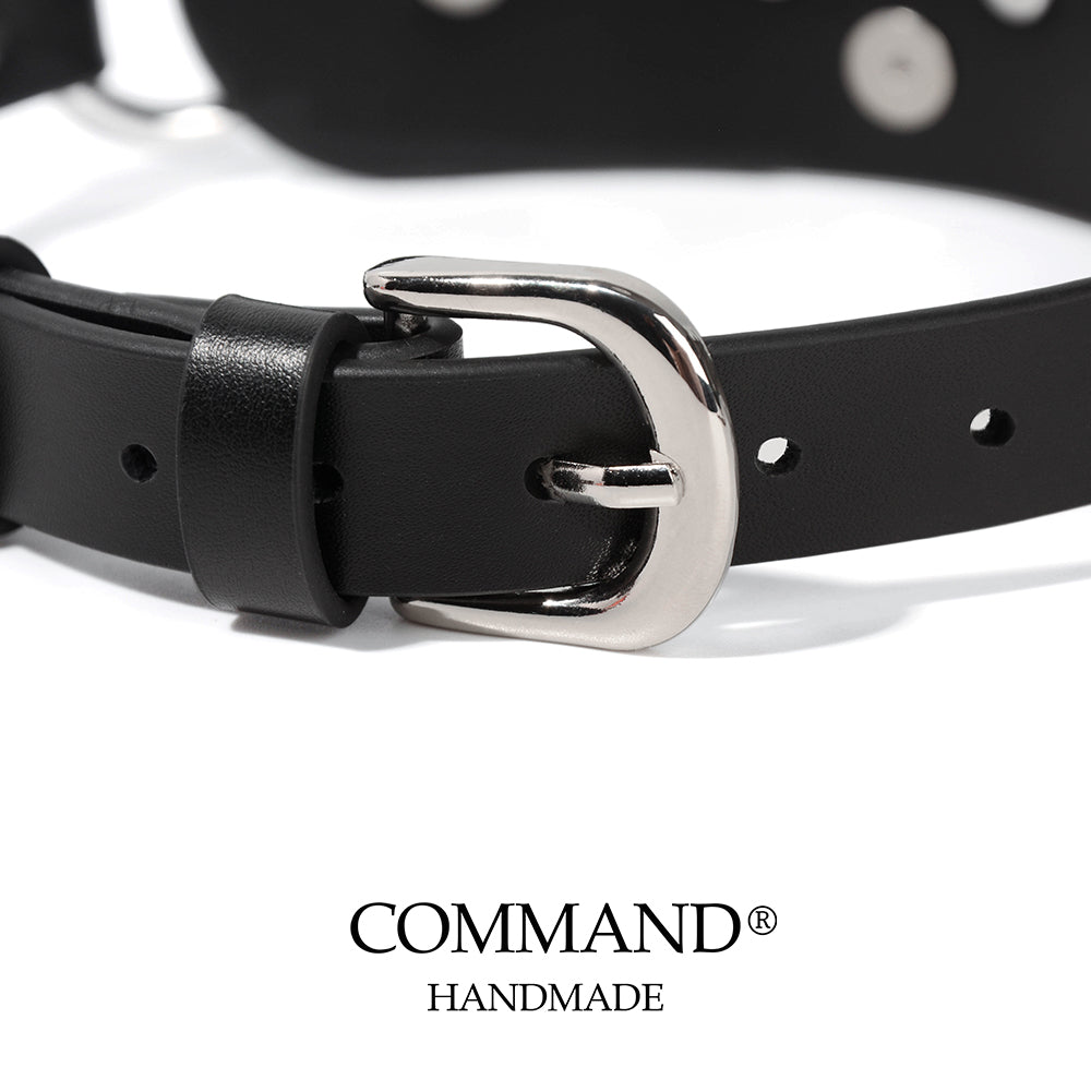 Saviitr Black Stud Choker With Heart Lock