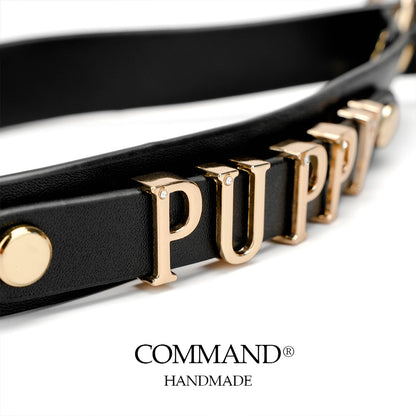 Antiphus Letter Leather Collar with Heart - Shaped Ring