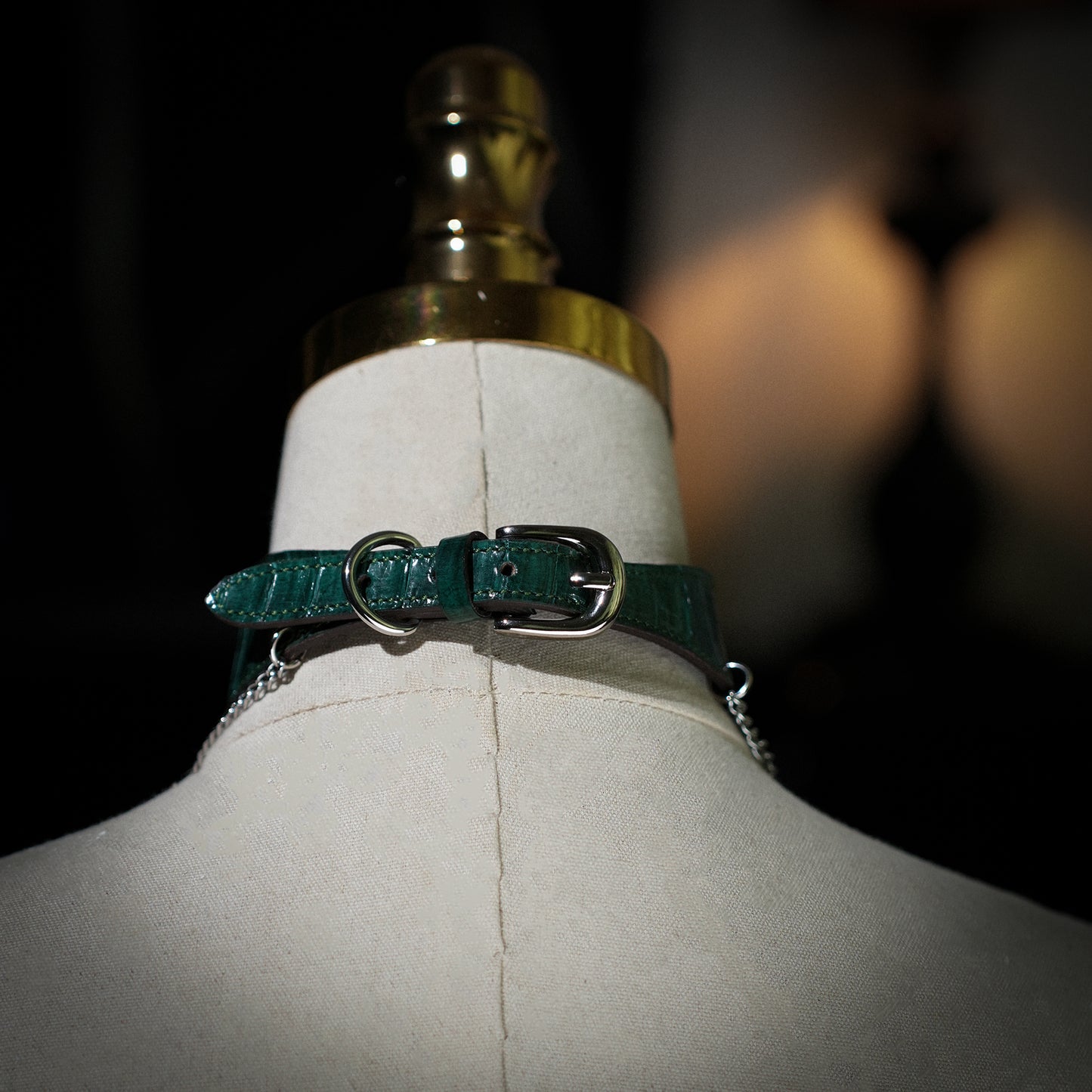 Hebe Green Bell Choker with Double Chain