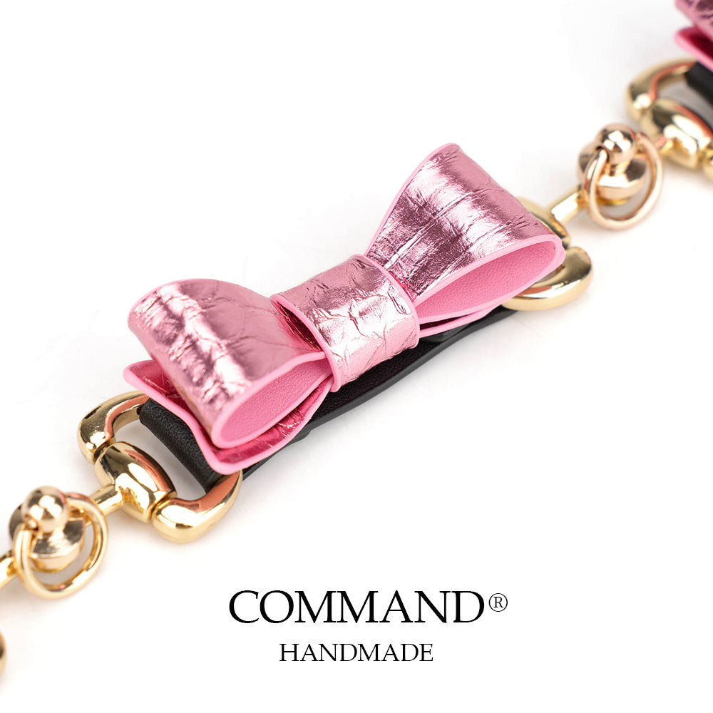 Ananke Pink Bow Choker with Gold Hardware