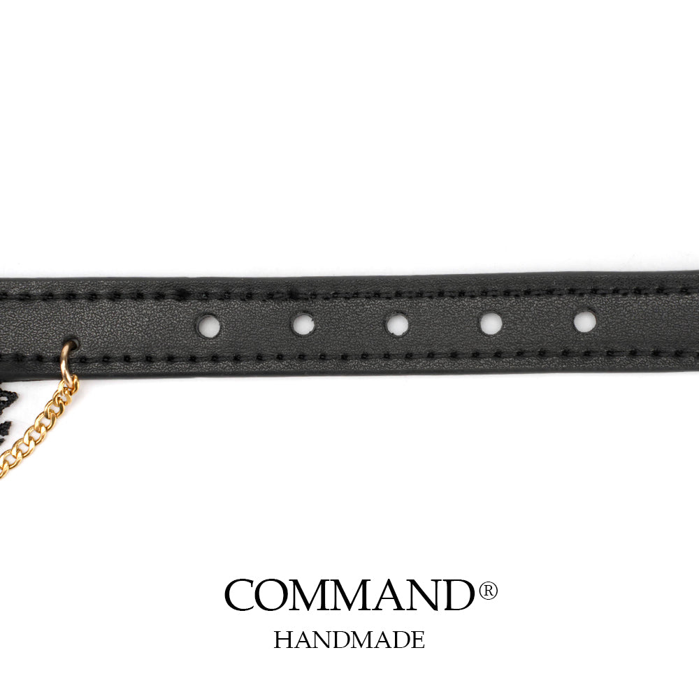 Clotho Black Lace Choker with Double-Chain _cowhide