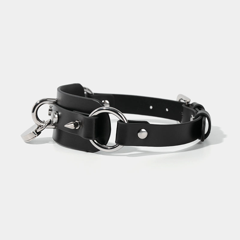 Saviitr Black Stud Choker With Heart Lock