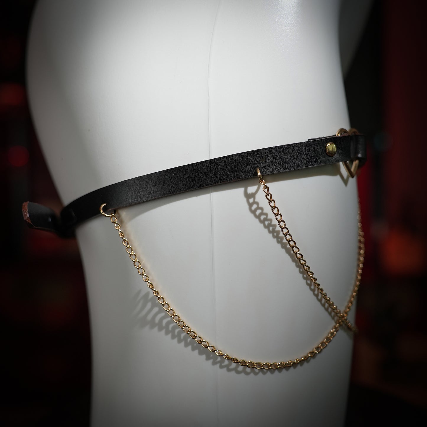 Leto Black Double Chain Leg Ring