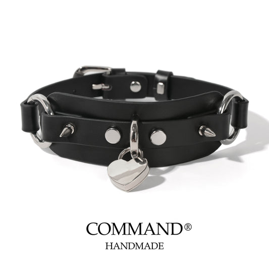 Saviitr Black Stud Choker With Heart Lock