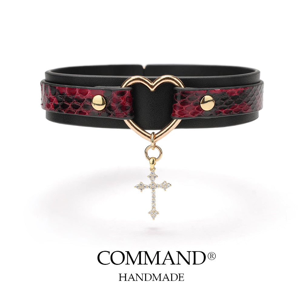 Janus Black Red Heart Ring Choker