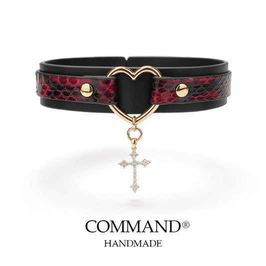 Janus Black Red Heart Ring Choker