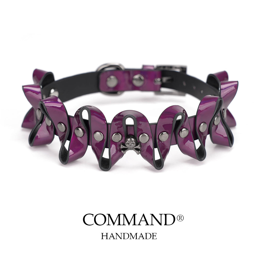 Wicked Flame Studded Wave Choker (Red / Purple / Green)