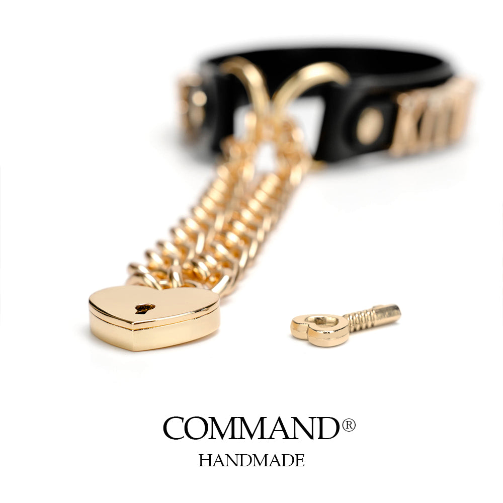 Antiphus Metal Letter Daddy’s Chain & Heart Charm Leather Collar