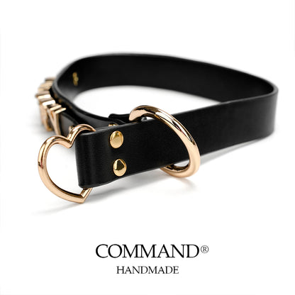 Antiphus Letter Leather Collar with Heart - Shaped Ring