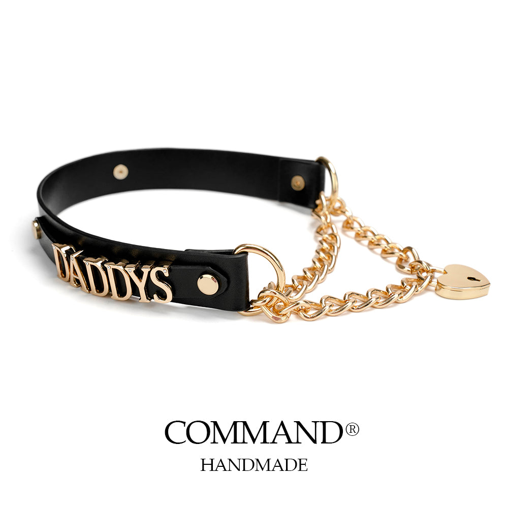 Antiphus Metal Letter Daddy’s Chain & Heart Charm Leather Collar