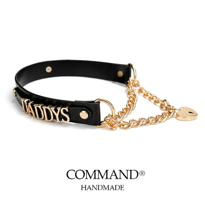 Antiphus Metal Letter Daddy’s Chain & Heart Charm Leather Collar