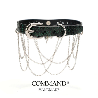 Pandora Green Choker with Layered Chains & Crystal Pendant