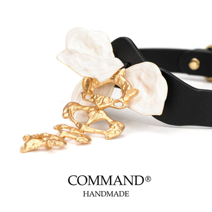 Silence of the Spine White Magnolia Handmade Leather Flower Choker