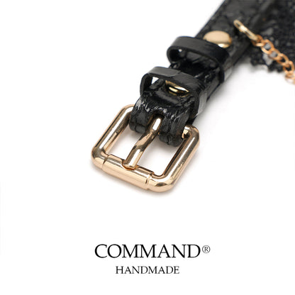 Clotho Black Lace Choker with Double-Chain_Snakeskin