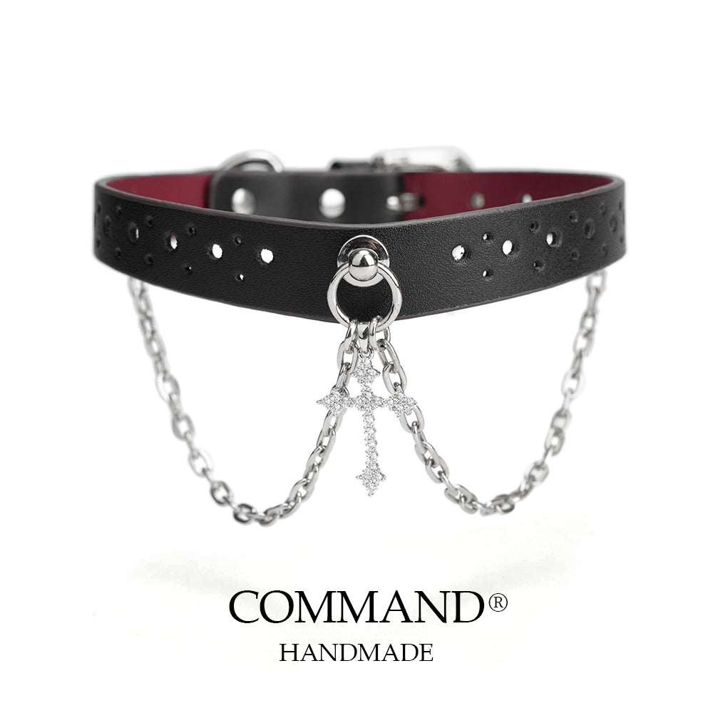 Ratri Double Chain Choker with Cross Charm/Little Heart