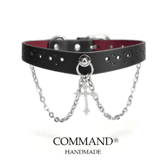 Ratri Double Chain Choker with Cross Charm/Little Heart