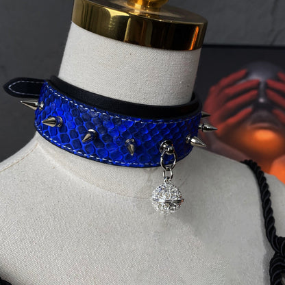 Poseidon Blue Stud Choker with Bell