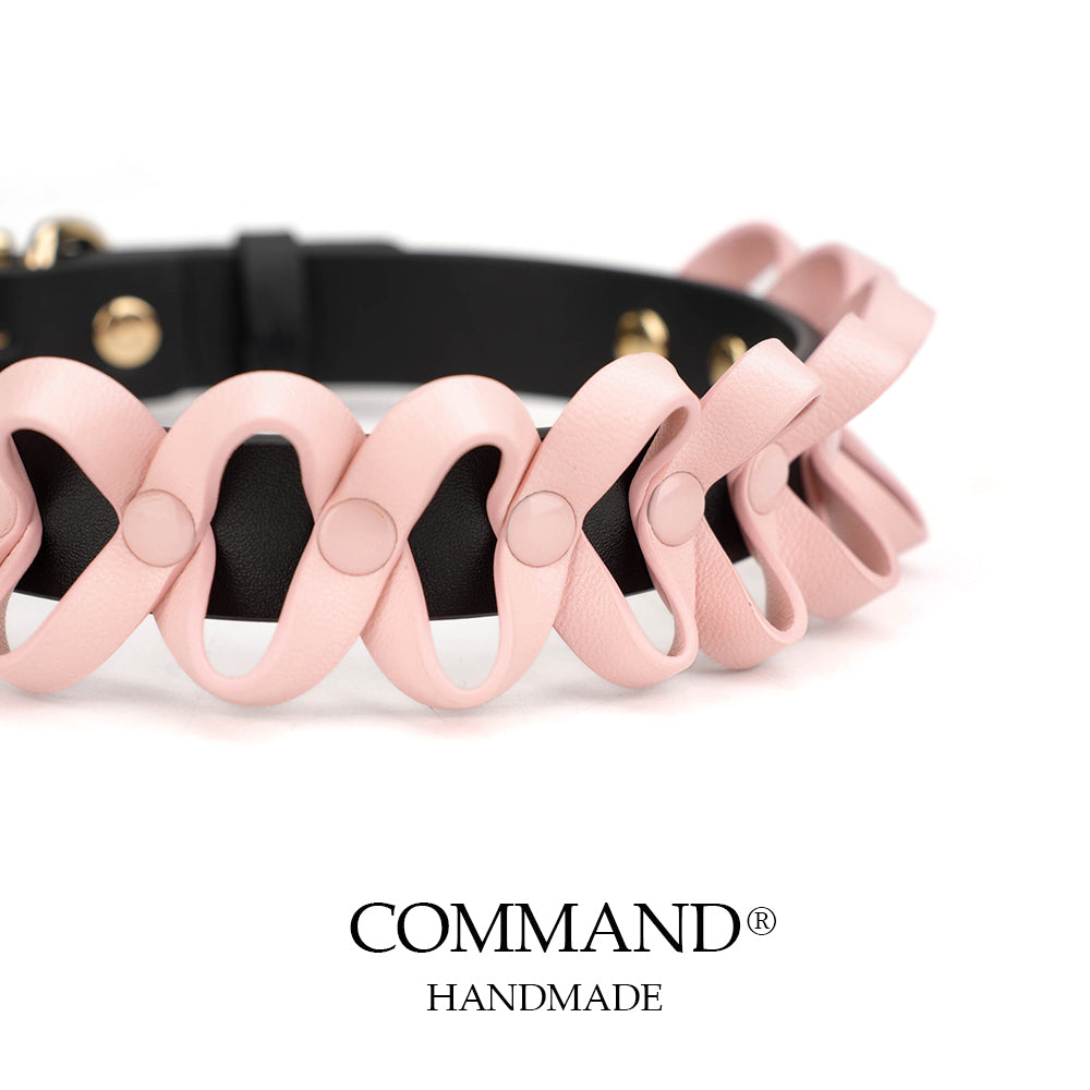 Nereus Pink Wavy Leather Ribbon Choker