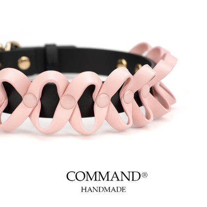 Nereus Pink Wavy Leather Ribbon Choker
