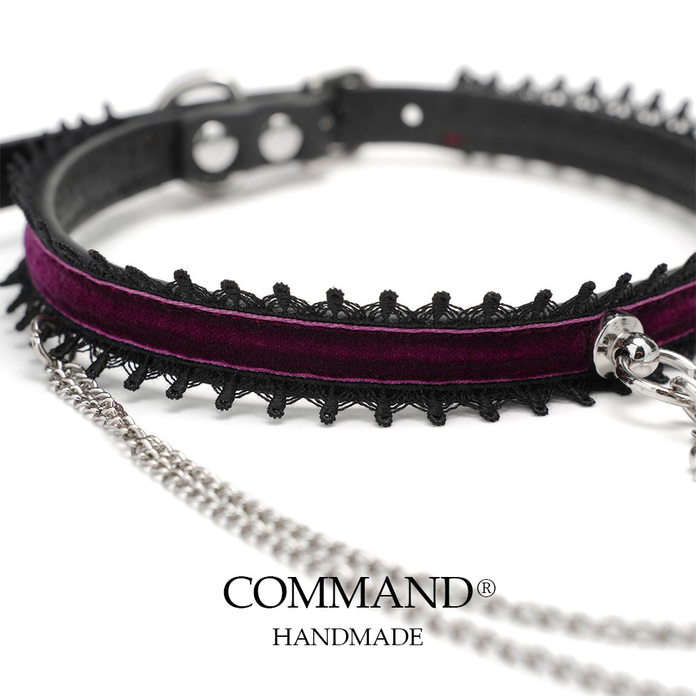 Mnemosyne Puprle Velvet Chains Choker with Cross Charm