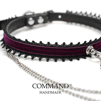 Mnemosyne Puprle Velvet Chains Choker with Cross Charm