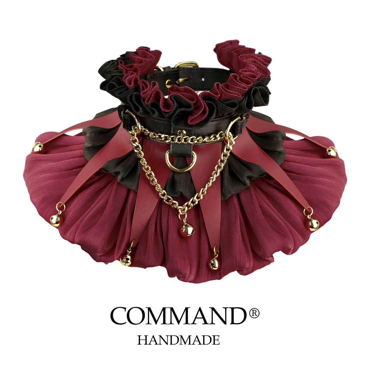 Jester’s Court Crimson Bell Ruffle Choker with O-Ring