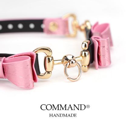 Ananke Pink Bow Choker with Gold Hardware