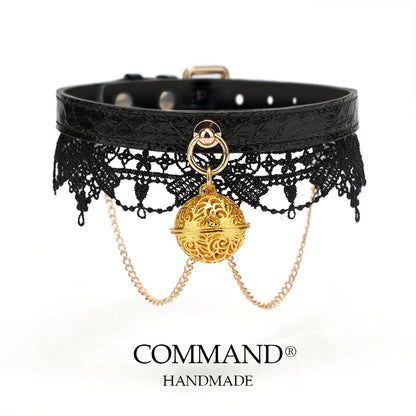 Clotho Black Lace Choker with Double-Chain_Snakeskin