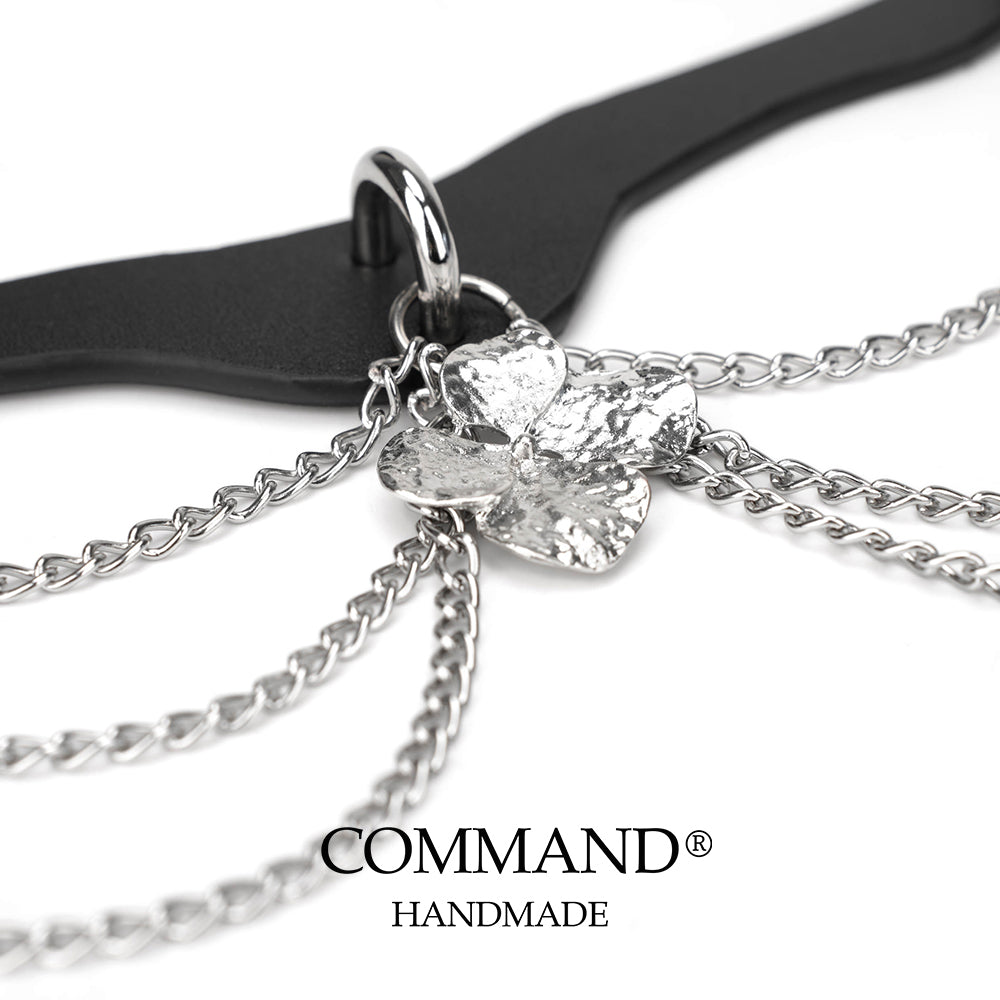 Silver Bloom Double Chain Choker with Flower Magnolia Charm