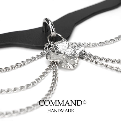 Silver Bloom Double Chain Choker with Flower Magnolia Charm