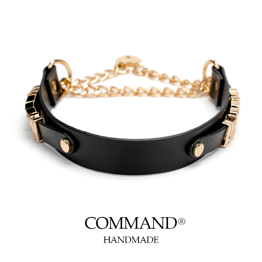 Antiphus Metal Letter Daddy’s Chain & Heart Charm Leather Collar