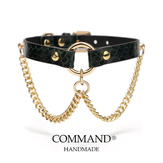 Pitys Double Gold Chain Green Choker