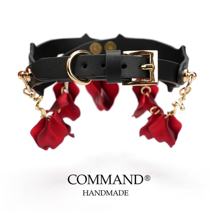 Everlasting Rose and Thorn Handmade Leather Flower Choker
