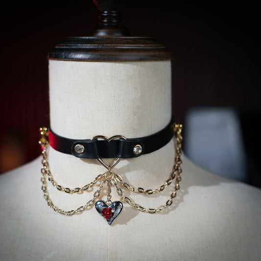 Maia Double Chain Choker with Heart