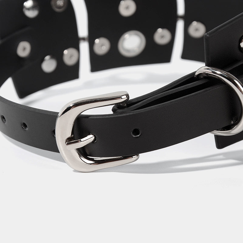 Surya Black Retro Rivets With Heart Ornaments Choker