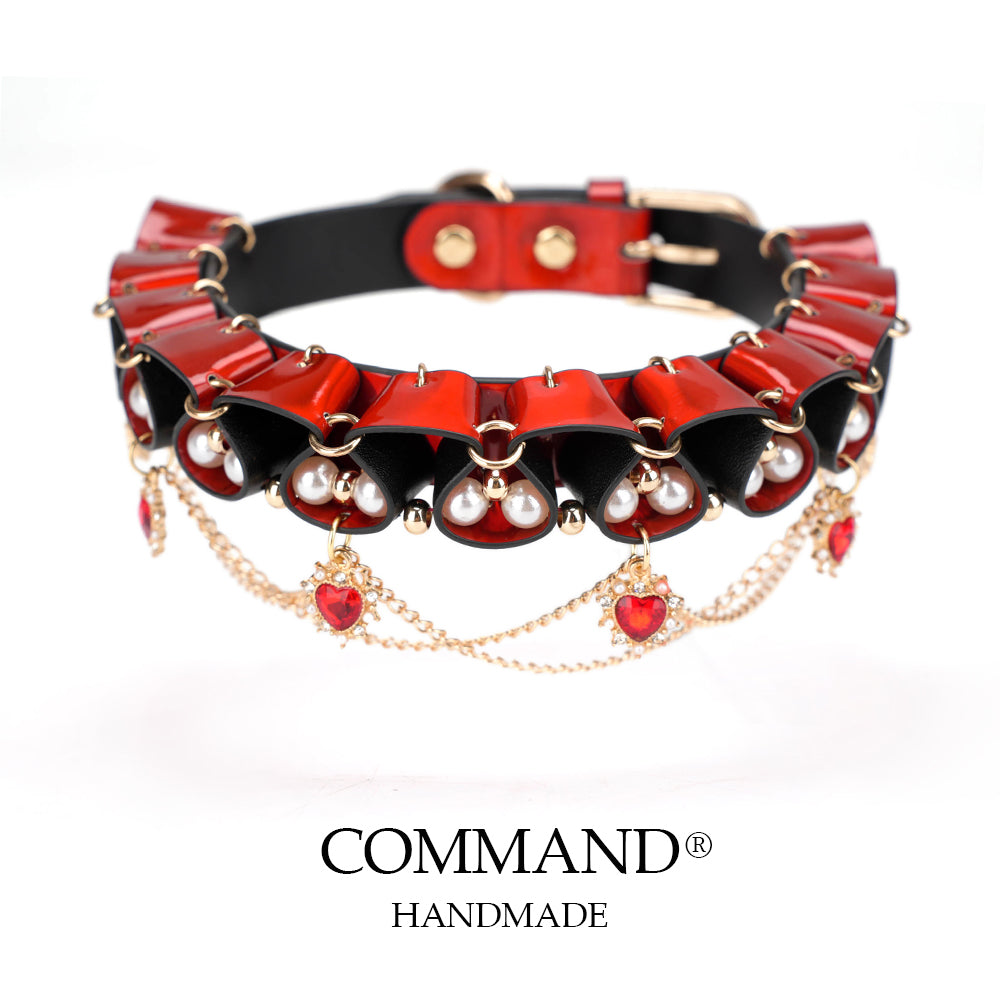Jesterlet Enchanted Pearl & Heart Ruffle Choker
