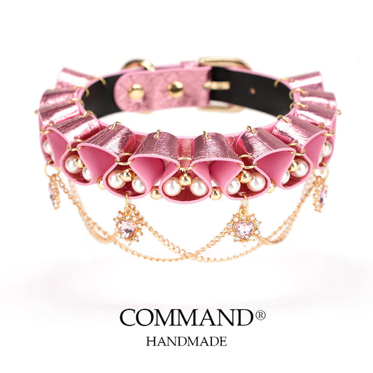 Jesterlet Enchanted Pearl & Heart Ruffle Choker