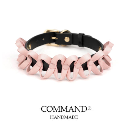 Nereus Pink Wavy Leather Ribbon Choker