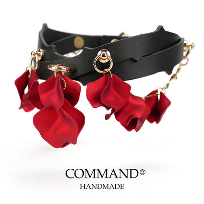 Everlasting Rose and Thorn Handmade Leather Flower Choker