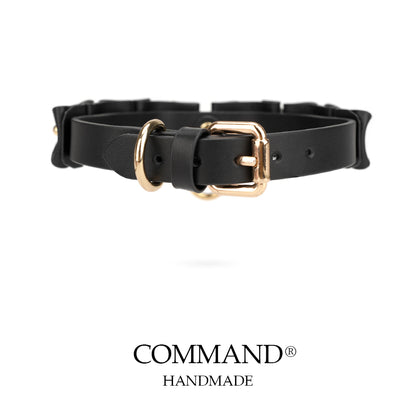 Phanes Pink/Black Bow Collar with D ring & leash