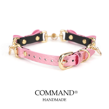 Ananke Pink Bow Choker with Gold Hardware