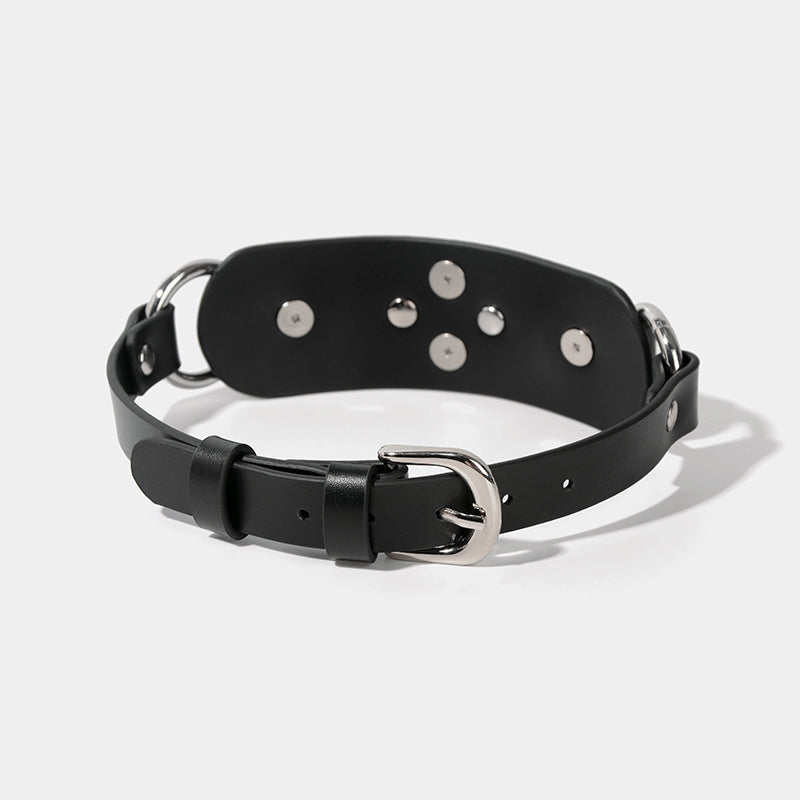 Saviitr Black Stud Choker With Heart Lock