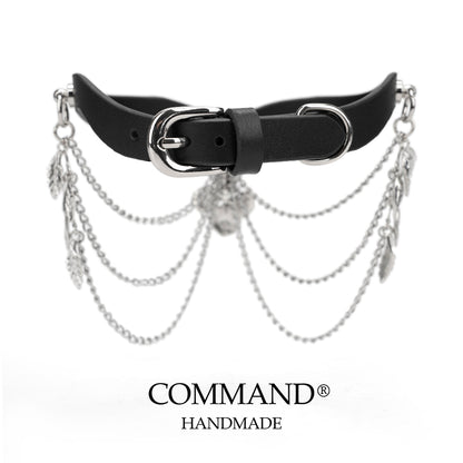 Silver Bloom Double Chain Choker with Flower Magnolia Charm