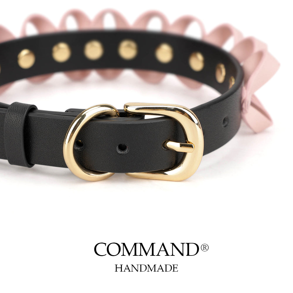 Nereus Pink Wavy Leather Ribbon Choker