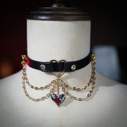 Maia Double Chain Choker with Heart