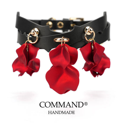 Everlasting Rose and Thorn Handmade Leather Flower Choker