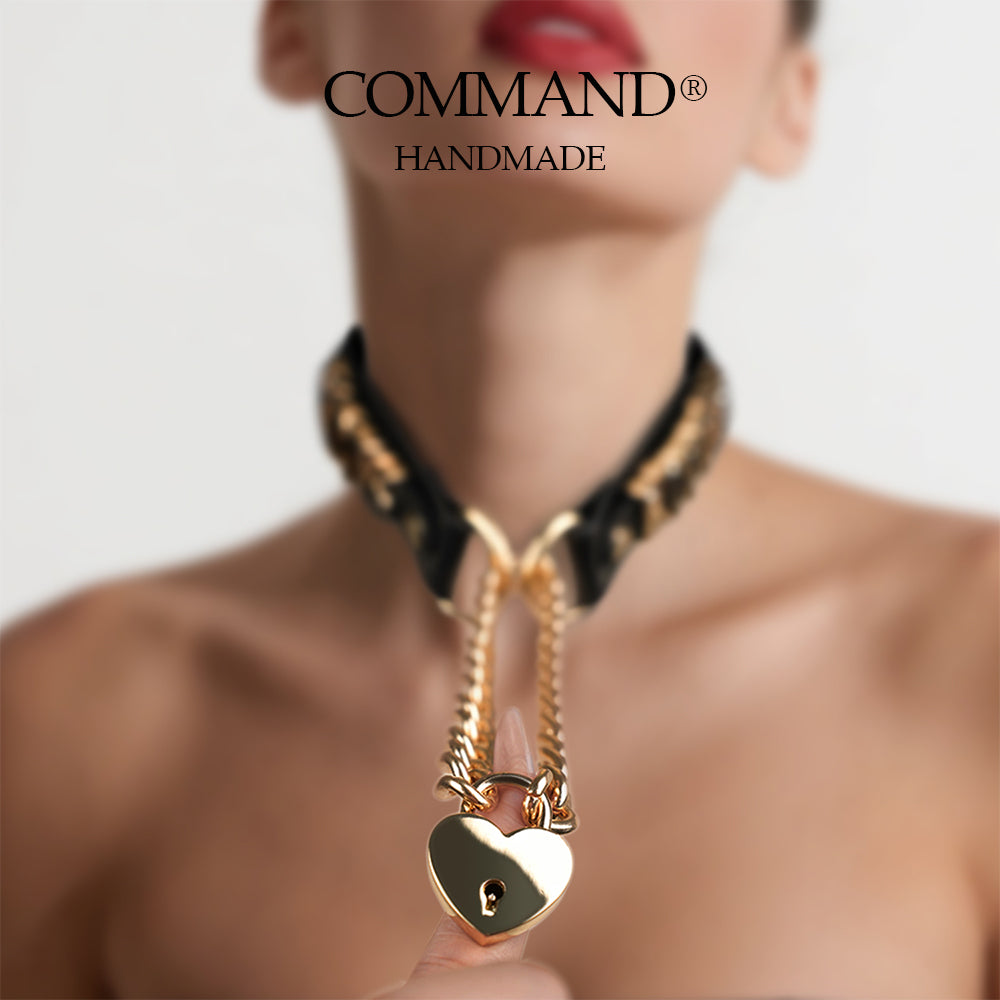 Antiphus Metal Letter Daddy’s Chain & Heart Charm Leather Collar