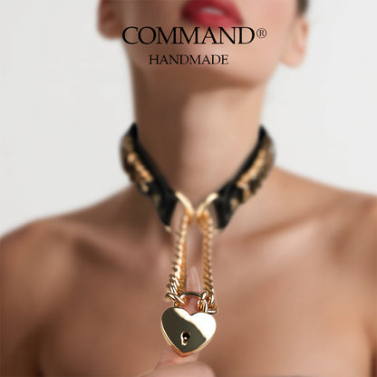 Antiphus Metal Letter Daddy’s Chain & Heart Charm Leather Collar