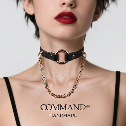 Athena Black-Red O Ring Choker with Chain