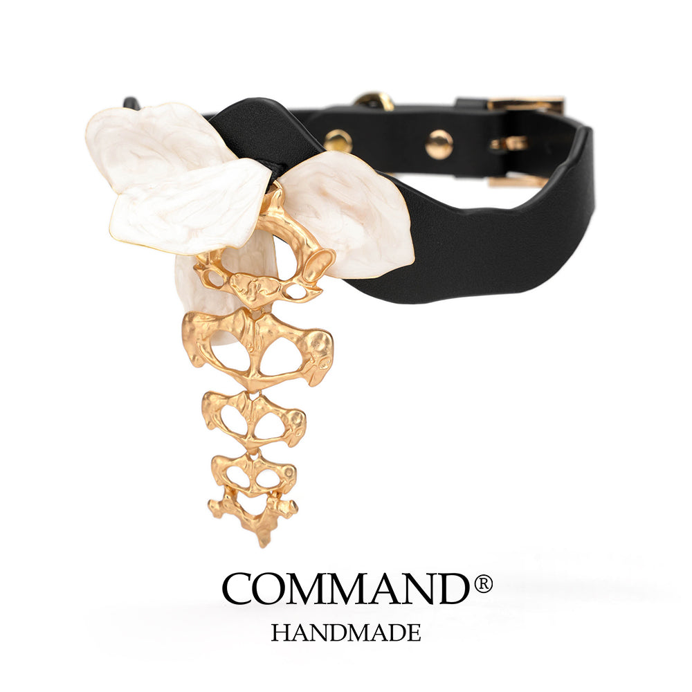 Silence of the Spine White Magnolia Handmade Leather Flower Choker